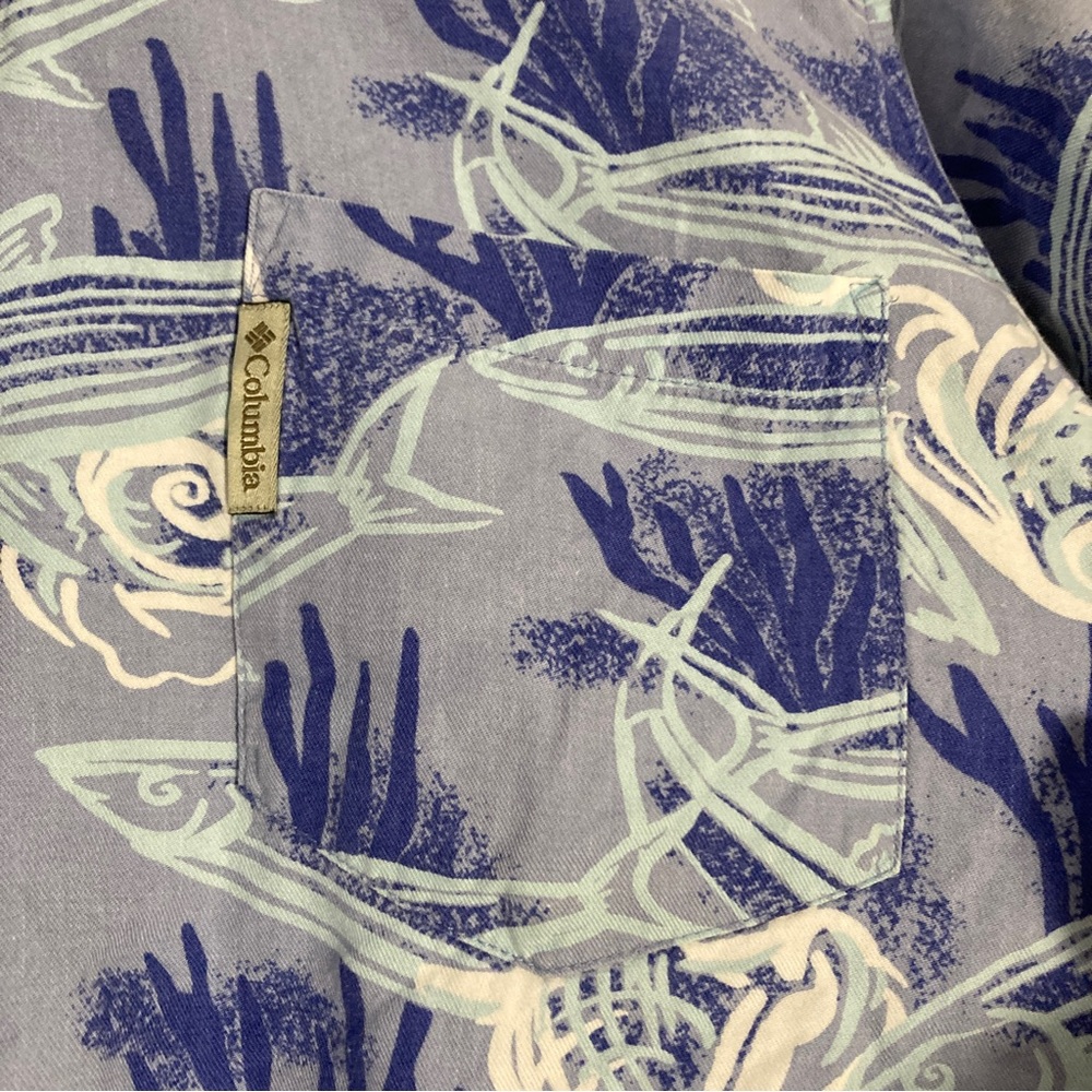 Columbia Sportswear Company shirt Mens Hawaian short sleeve Blue Size L - Picture 13 of 16